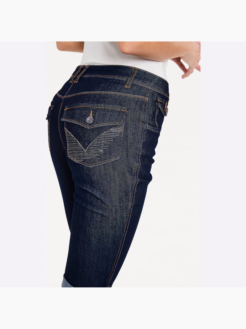 Corsaire En Jean Coupe Skinny - Taille Standard - Helline Bleu foncé - Kiabi