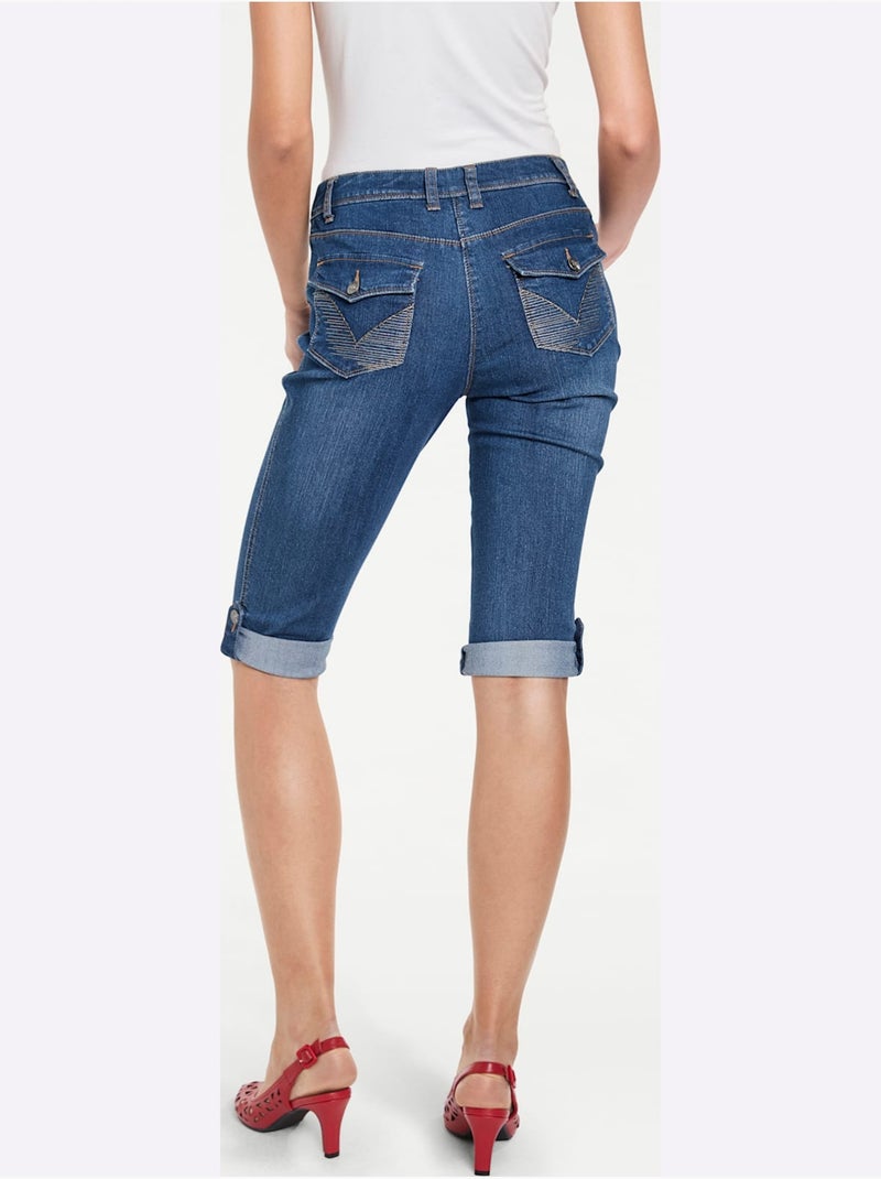 Corsaire En Jean Coupe Skinny - Taille Standard - Helline Bleu jean - Kiabi
