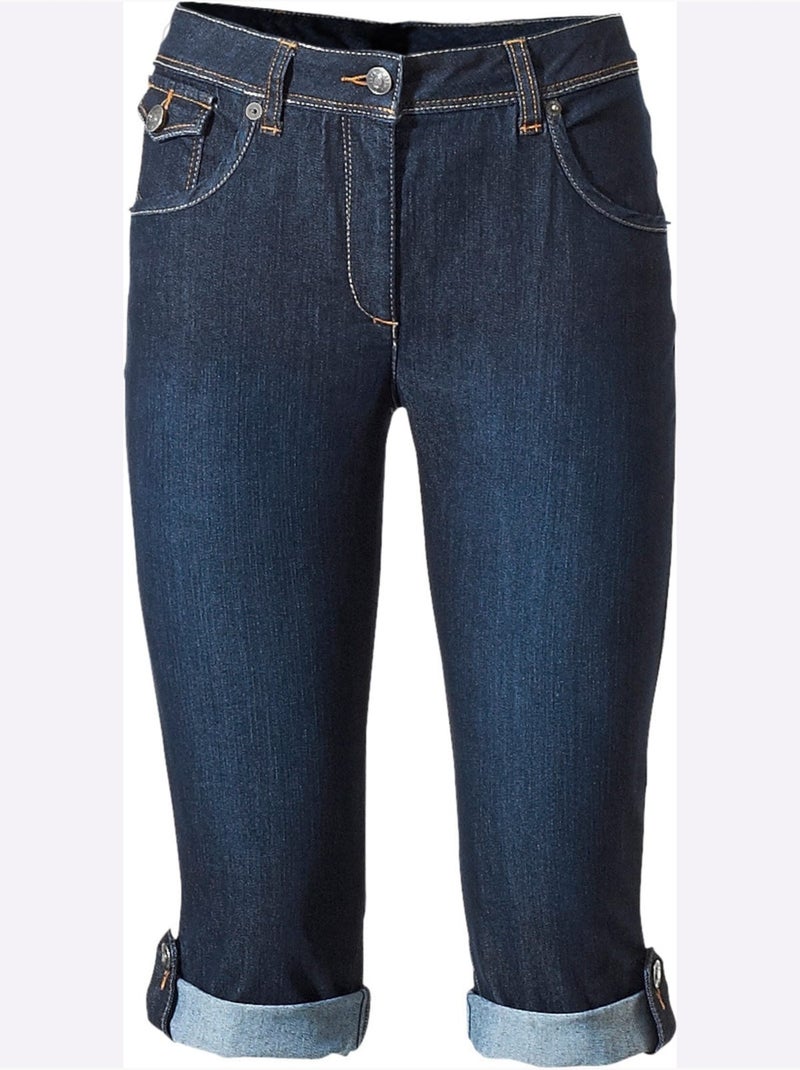Corsaire En Jean Coupe Skinny - Taille Standard - Helline Bleu jean - Kiabi