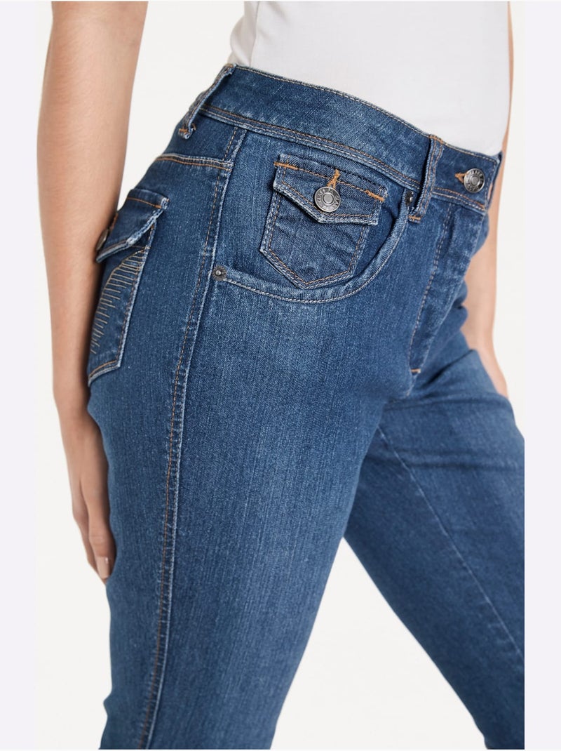 Corsaire En Jean Coupe Skinny - Taille Standard - Helline Bleu jean - Kiabi