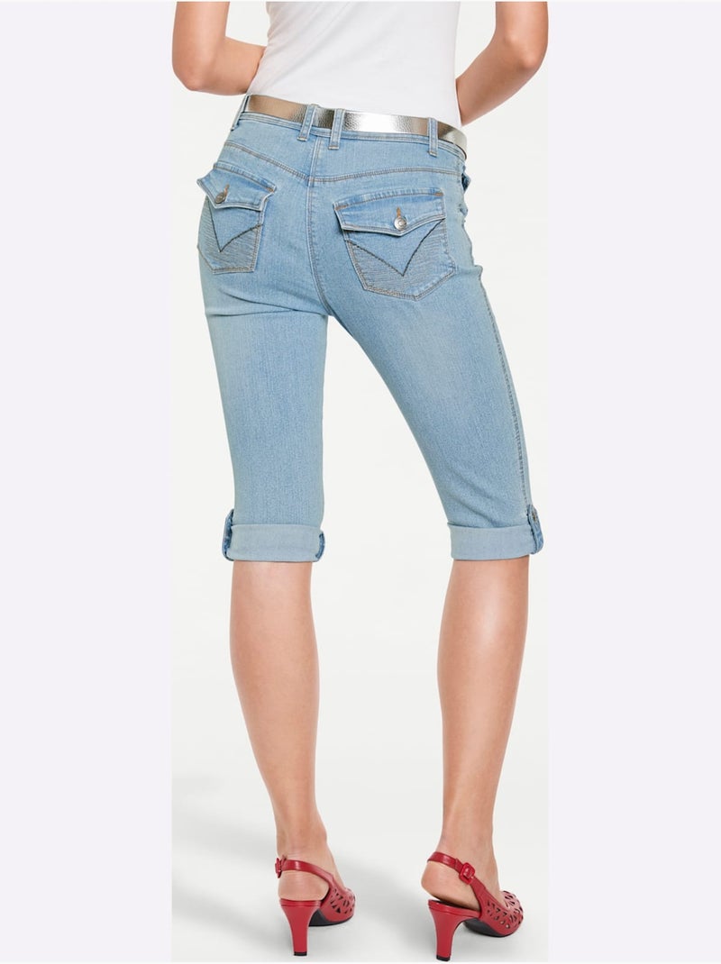 Corsaire En Jean Coupe Skinny - Taille Standard - Helline Bleu - Kiabi