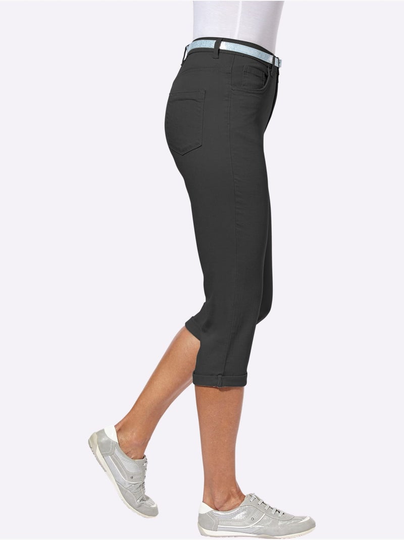 Corsaire En Jean Livré Avec Ceinture - Taille Standard - Witt Noir - Kiabi