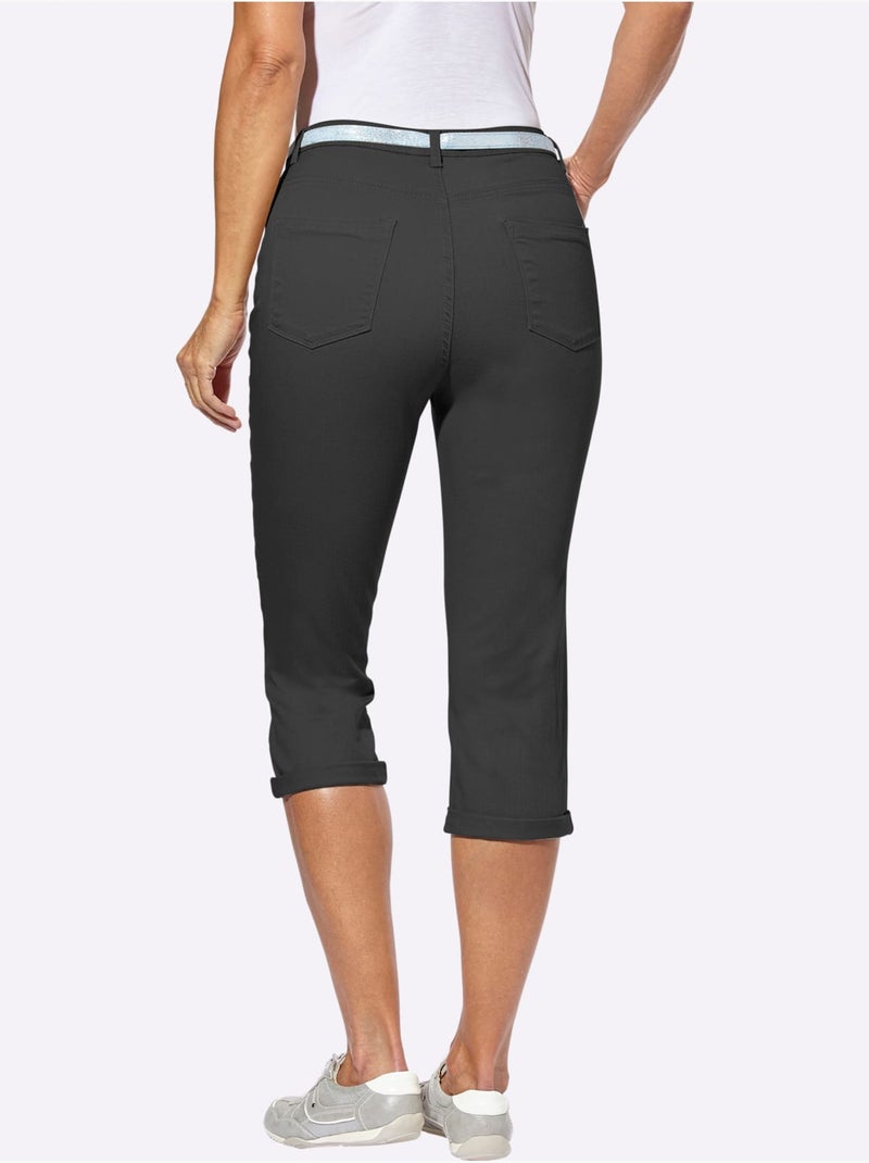 Corsaire En Jean Livré Avec Ceinture - Taille Standard - Witt Noir - Kiabi