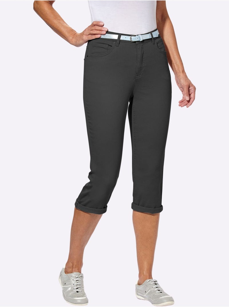 Corsaire En Jean Livré Avec Ceinture - Taille Standard - Witt Noir - Kiabi