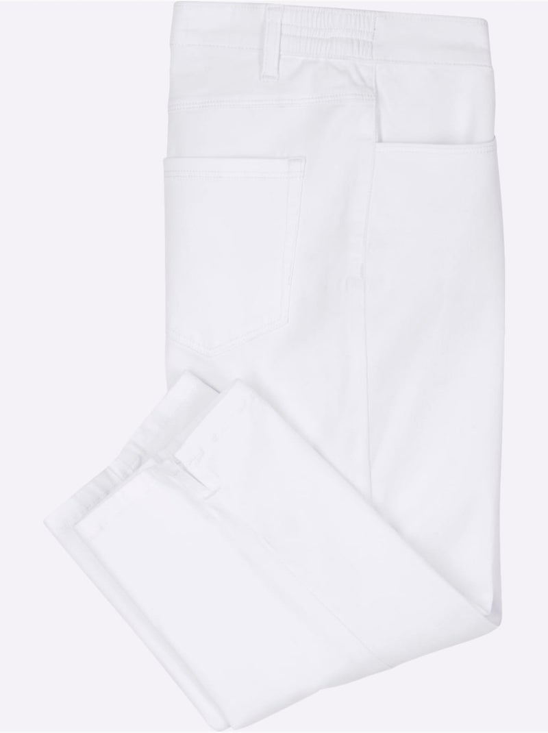 Corsaire En Jean Longueur Corsaire Tendance - Taille Standard - Moda Vilona Blanc - Kiabi