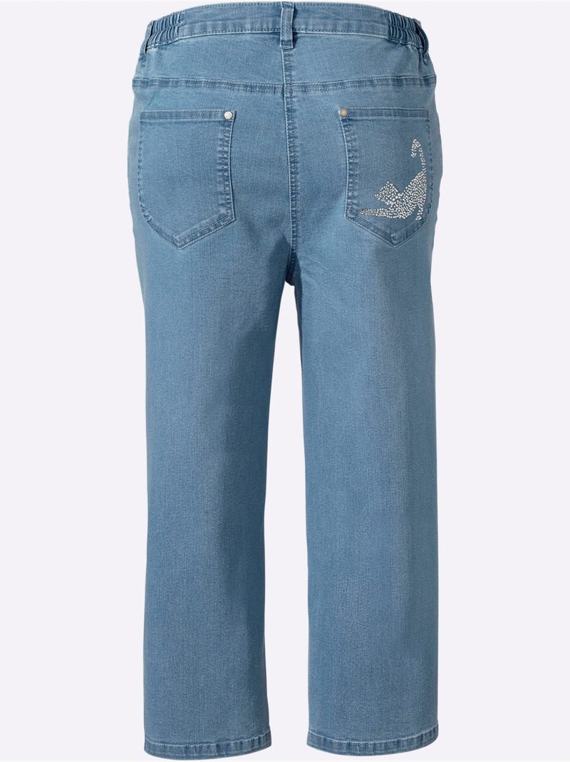 Corsaire En Jean Petites Pierres Fantaisie Tendance - Taille Standard - Moda Vilona Bleu - Kiabi