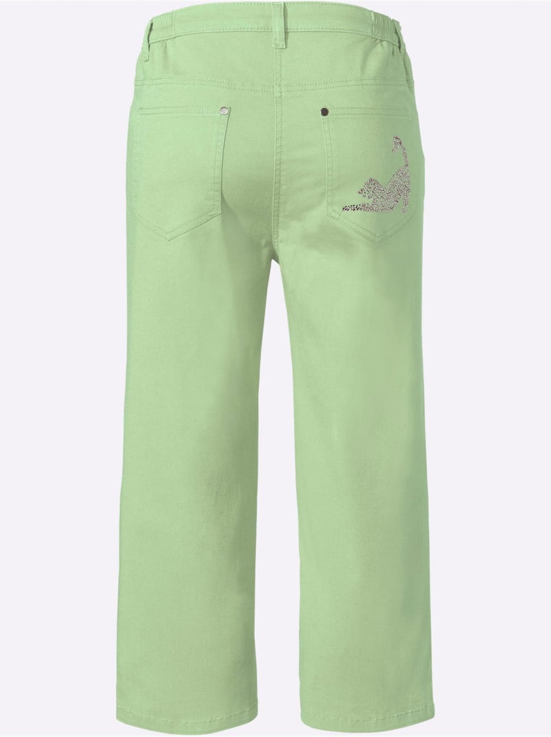 Corsaire En Jean Petites Pierres Fantaisie Tendance - Taille Standard - Moda Vilona Vert - Kiabi