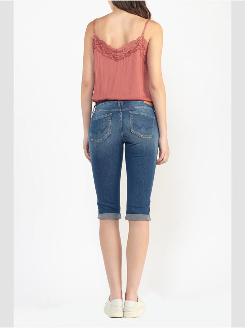 Corsaire MERMOZ pantacourt en jeans 'Le Temps Des Cerises' Bleu - Kiabi