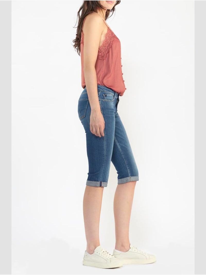 Corsaire MERMOZ pantacourt en jeans 'Le Temps Des Cerises' Bleu - Kiabi