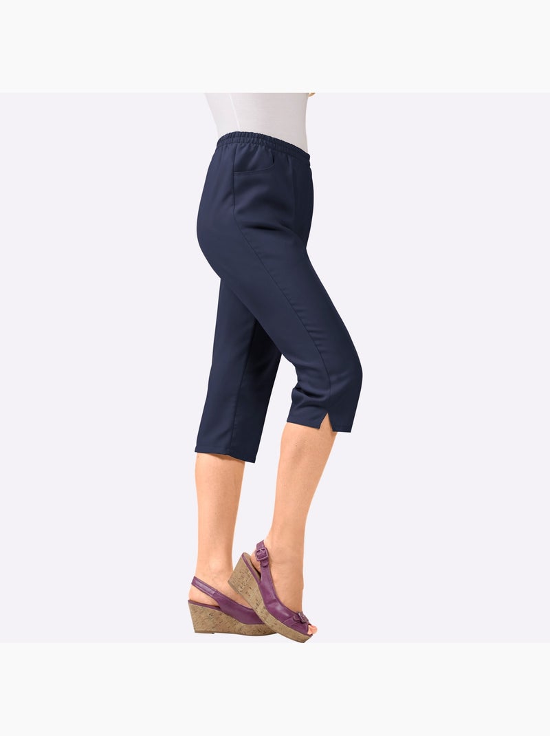 Corsaire sport avec plis repassés et poches arrondies - taille standard - moda vilona Bleu marine - Kiabi