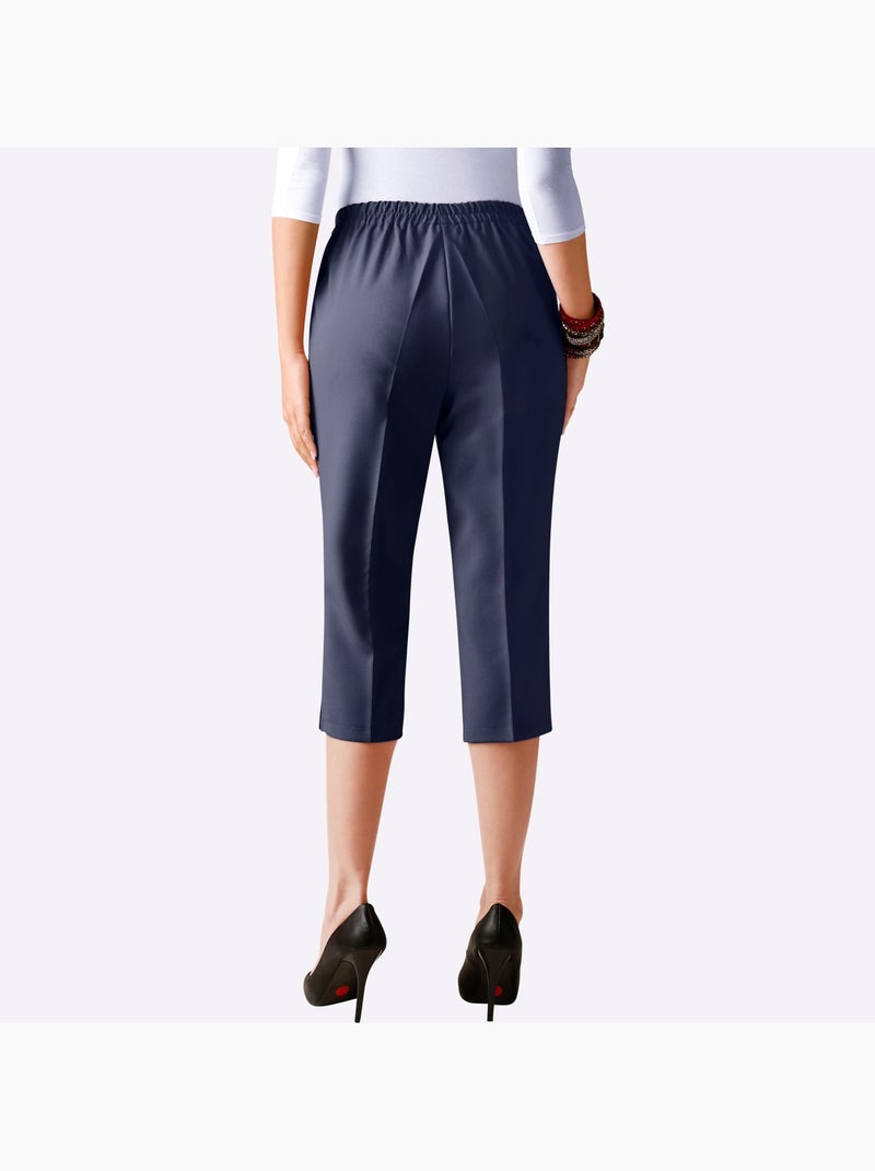 Corsaire sport avec plis repassés et poches arrondies - taille standard - moda vilona Bleu marine - Kiabi