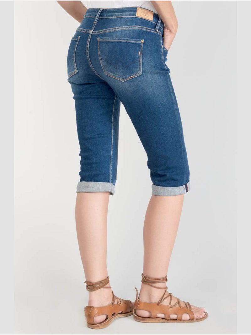 Corsaire VALLON pantacourt en jeans 'Le Temps Des Cerises' Bleu - Kiabi