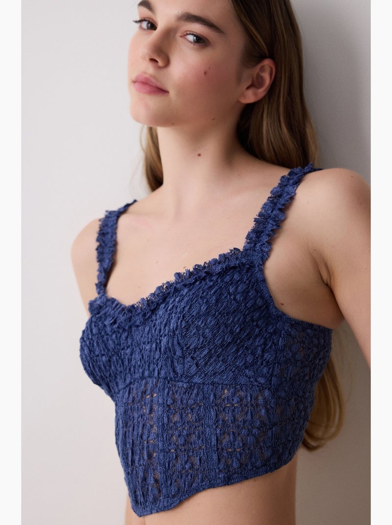 Corset en dentelle crinkle penti Bleu marine - Kiabi