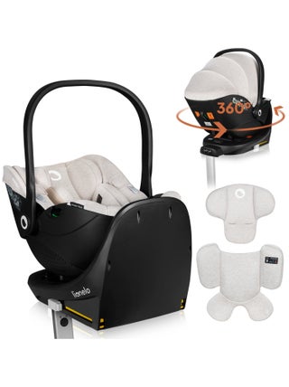 Cosi 360° ISOFIX LIONELO Moxie i-Size Set - Légère - 40-87cm - Tissu de bambou naturel