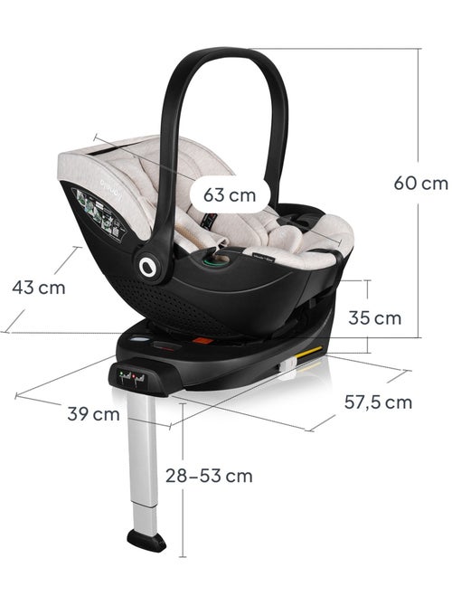 Cosi 360° ISOFIX LIONELO Moxie i-Size Set - Légère - 40-87cm - Tissu de bambou naturel - Kiabi Cosi 360° ISOFIX LIONELO Moxie i-Size Set - Légère - 40-87cm - Tissu de bambou naturel - Kiabi