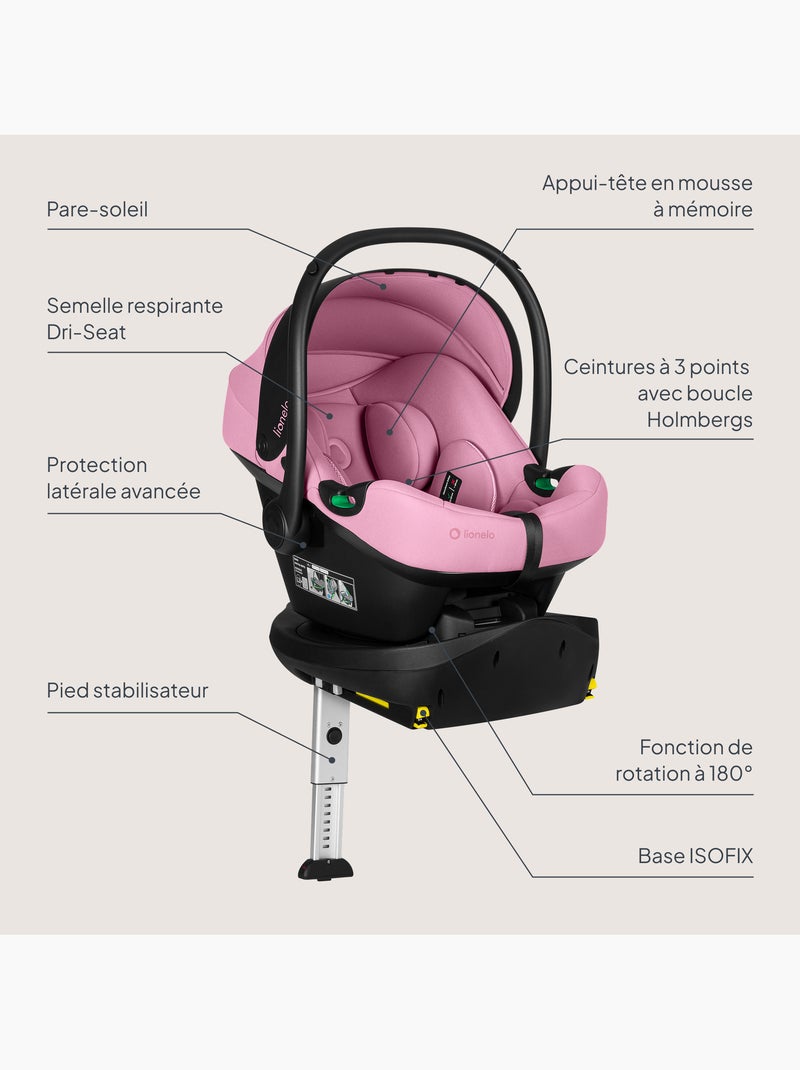 Cosi avec base isofix 180° - lionelo astrid i-size - adac récompense - légère - siège-auto 40-87 cm Rose - Kiabi