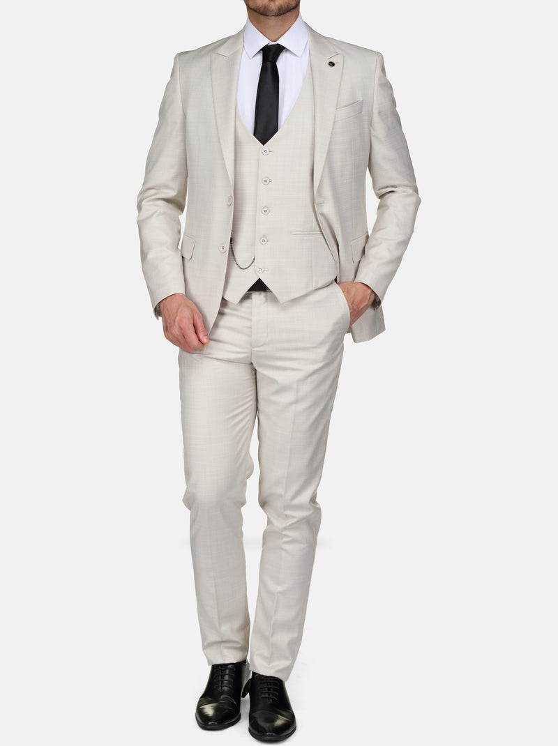 Costume Bill Tornade fil à fil trois pièces Ecru - Kiabi