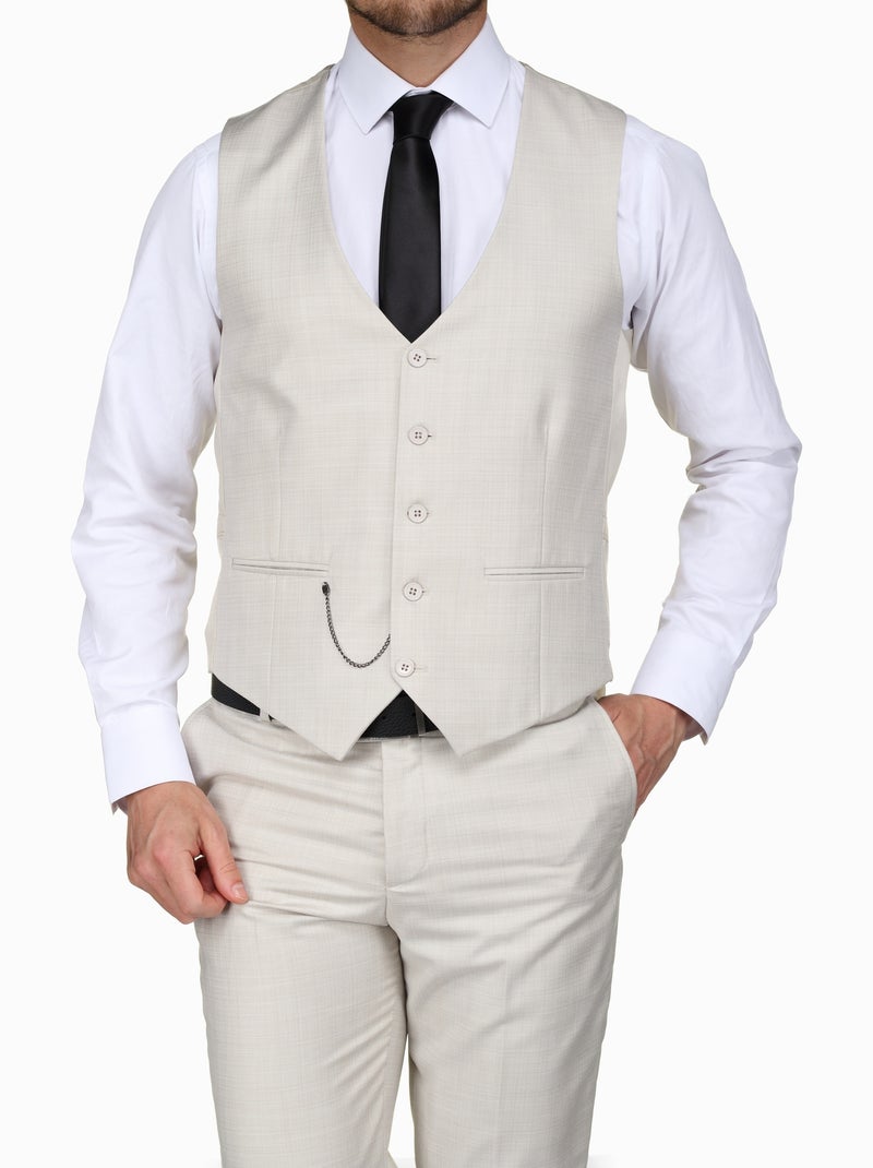 Costume Bill Tornade fil à fil trois pièces Ecru - Kiabi