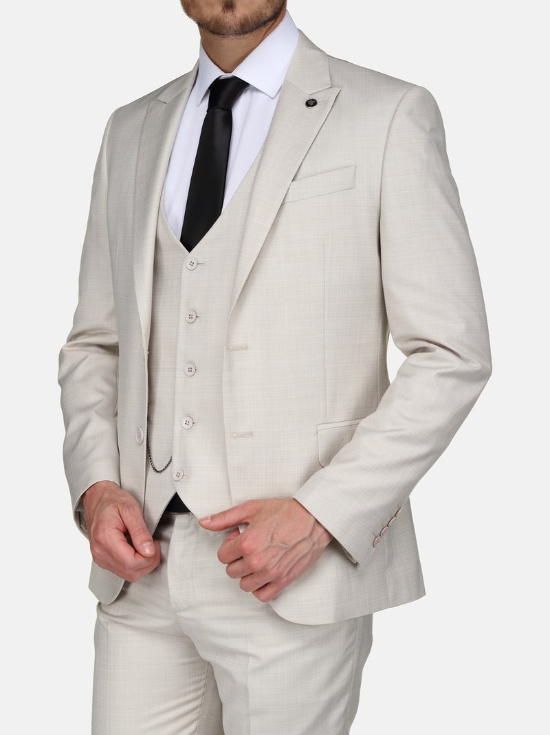 Costume Bill Tornade fil à fil trois pièces Ecru - Kiabi