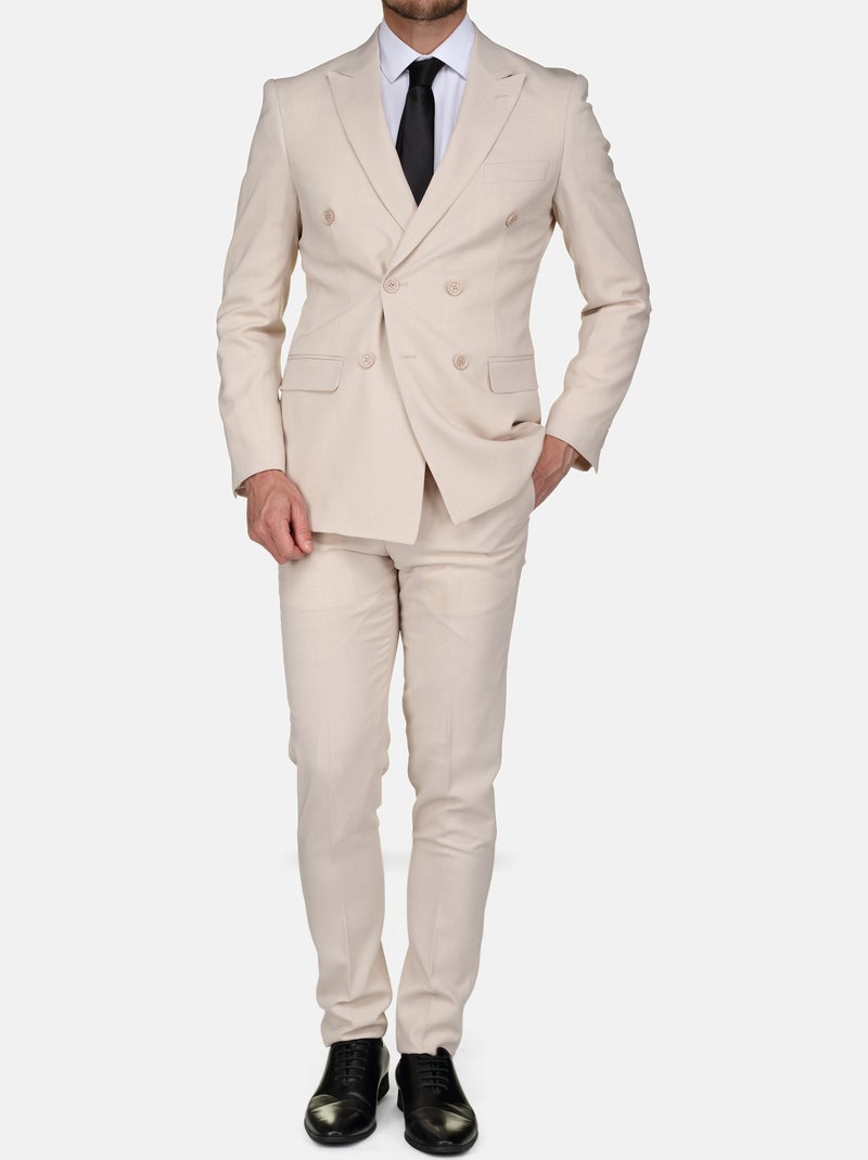 Costume croisé deux pièces Marron - Kiabi