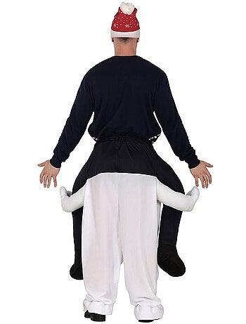 Costume de bonhomme de neige chevauchant un bonhomme de neige