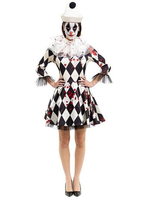 Costume de clown Pierrot tueur avec chapeau - Kiabi