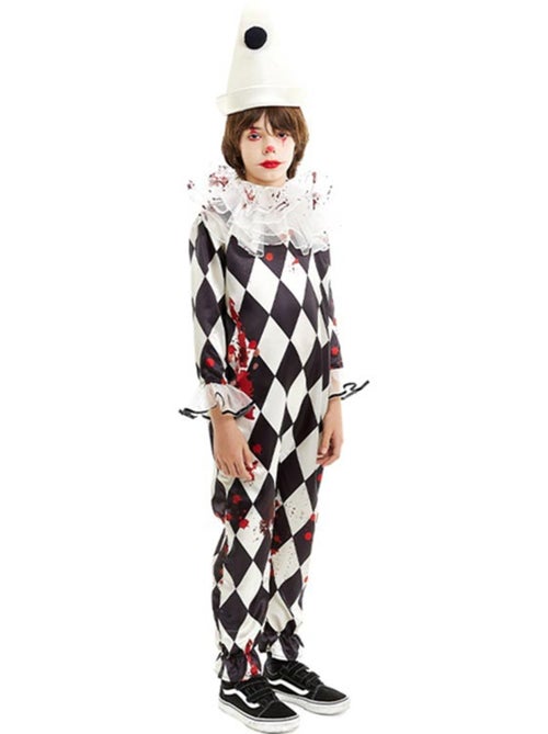 Costume de clown Pierrot tueur avec chapeau - Kiabi