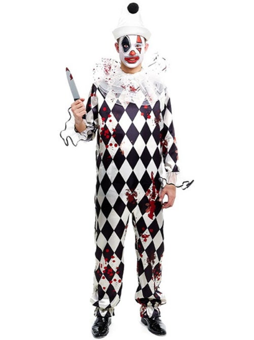 Costume de clown Pierrot tueur avec chapeau - Kiabi