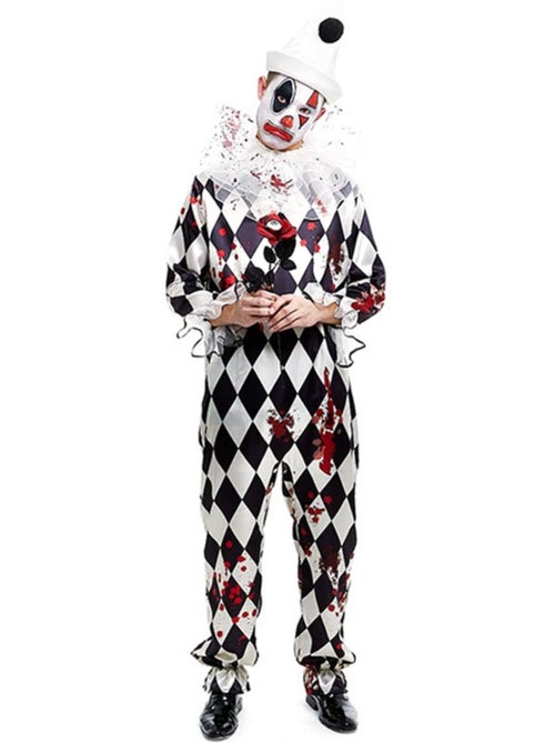 Costume de clown Pierrot tueur avec chapeau - Kiabi