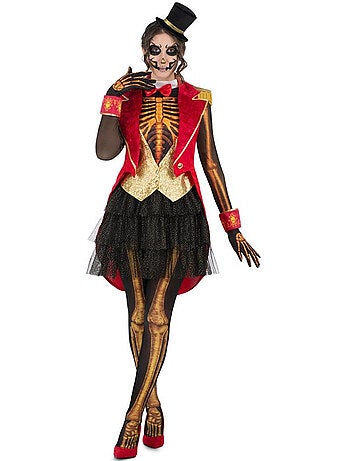Costume de dompteur de lion squelette avec coiffe