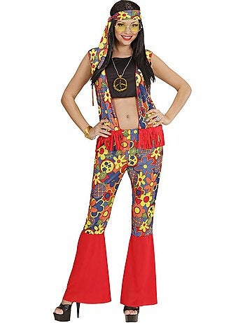 Costume de femme hippie avec ruban et médaillon