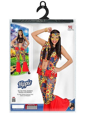 Costume de femme hippie avec ruban et médaillon