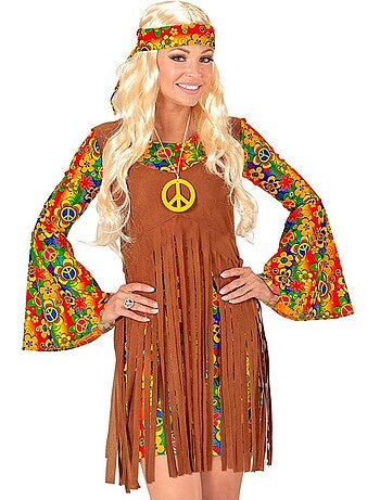 Costume de fille hippie avec de longues franges