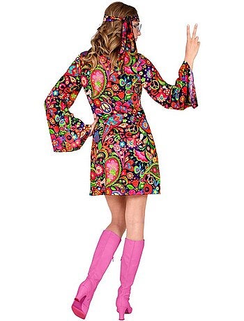 Costume de fille hippie en robe psychédélique