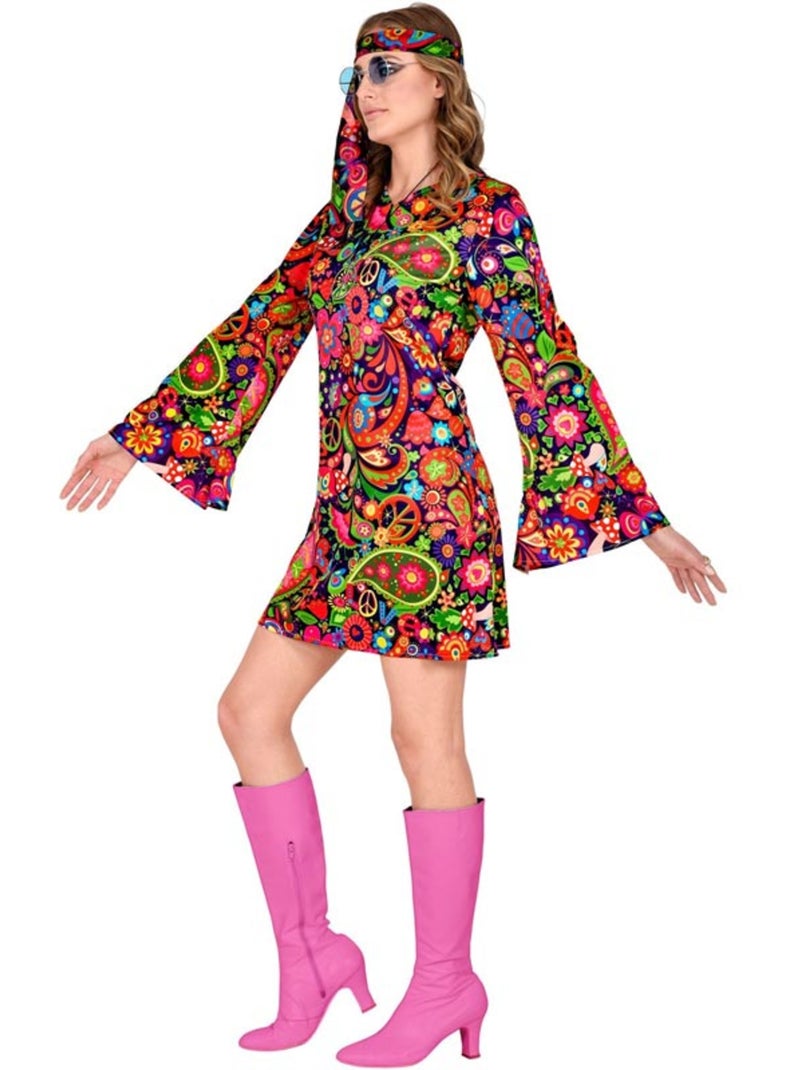 Costume de fille hippie en robe psychédélique Multicolore - Kiabi