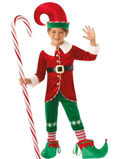 Costume de lutin assistant du Père Noël de luxe avec chapeau - Kiabi