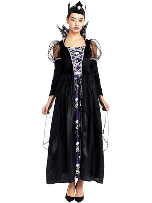 Costume de Reine Crâne Noir avec couronne - Kiabi