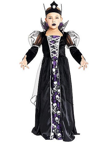 Costume de Reine Crâne Noir avec couronne