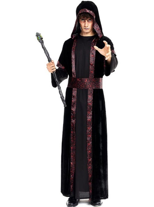 Costume de sorcier noir avec capuche et ceinture - Kiabi