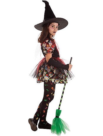 Costume de sorcière à tête de mort florale