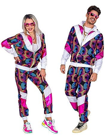 Costume de survêtement disco fluo des années 80