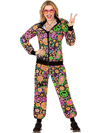 Costume de survêtement hippie groovy fluo sombre