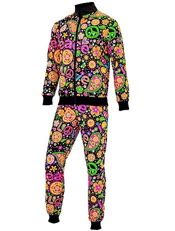 Costume de survêtement hippie groovy fluo sombre