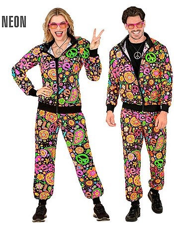 Costume de survêtement hippie groovy fluo sombre