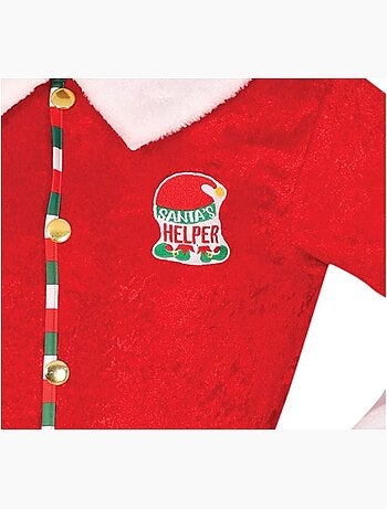 Costume d'elfe assistant du Père Noël avec ceinture