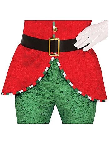 Costume d'elfe assistant du Père Noël avec ceinture