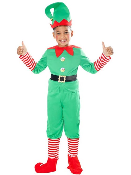 Costume d'elfe assistant du Père Noël avec chapeau - Kiabi
