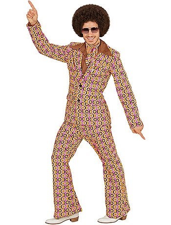 Costume disco des années 70 avec vagues et cercles
