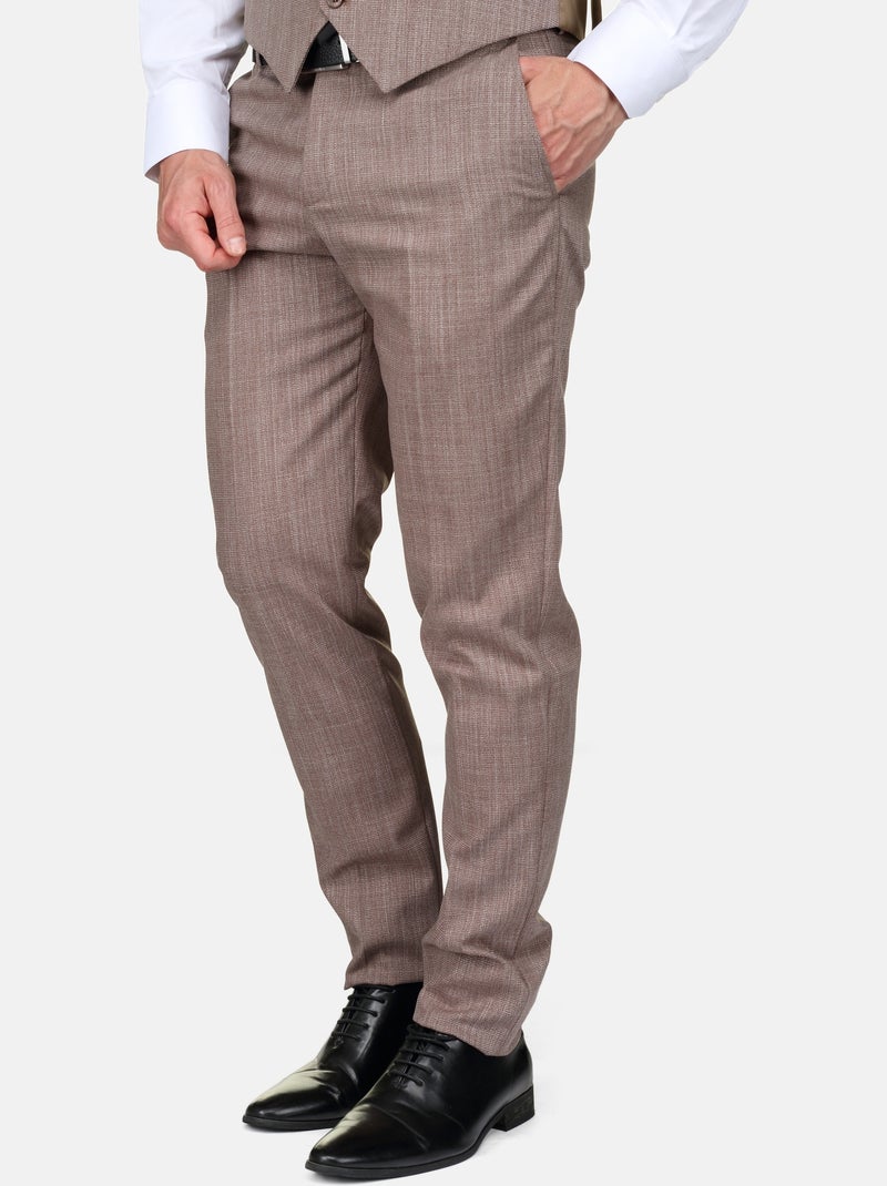 Costume fil à fil à rainures trois pièces Beige - Kiabi