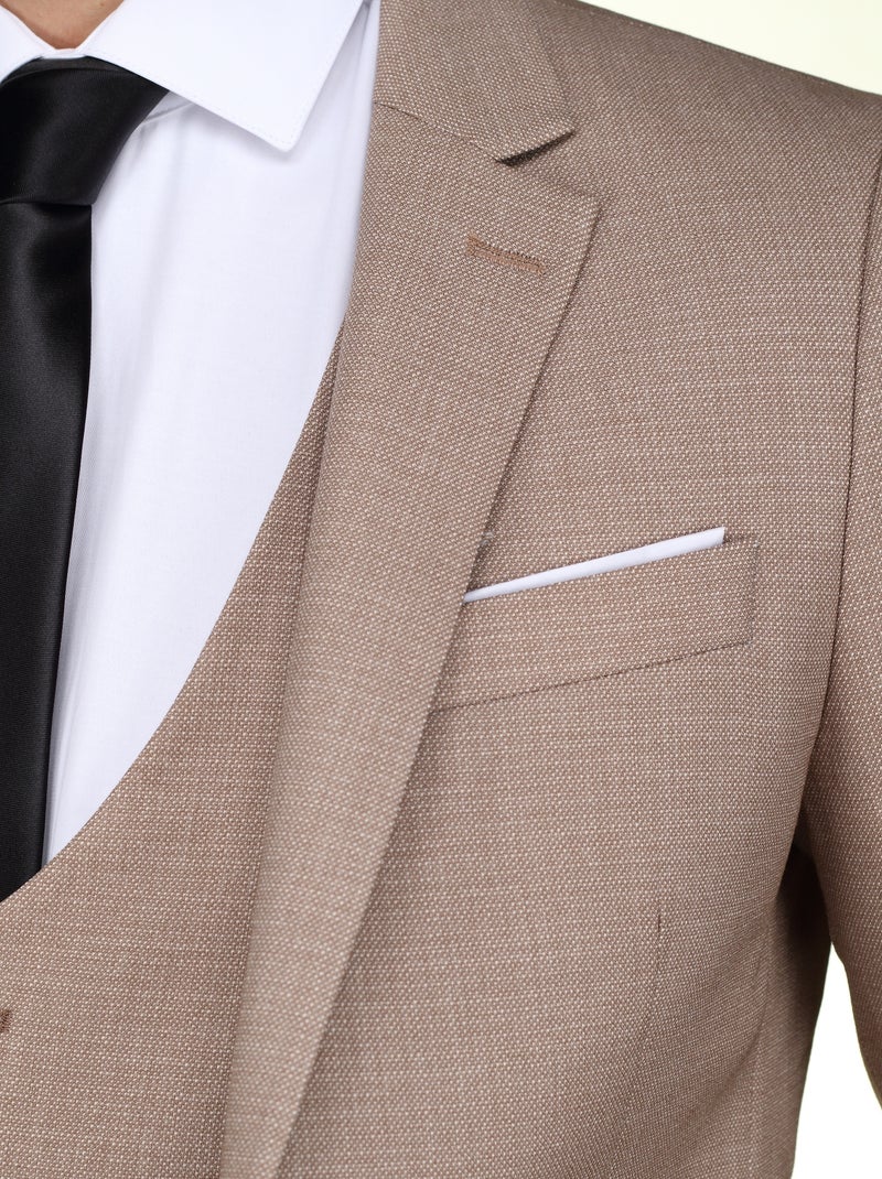 Costume fil à fil trois pièces - Leader Mode Beige - Kiabi